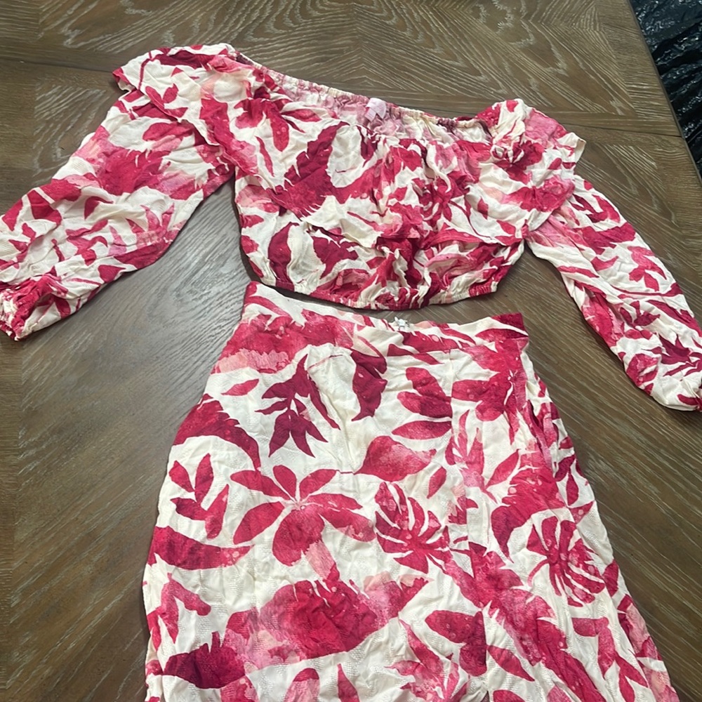 L Pink Lily Skirt and Crop top set